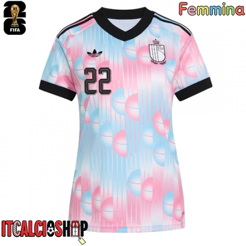 Belgio Alexis Saelemaekers #22 Seconda Maglia Femmina Mondiali 2026 Manica Corta